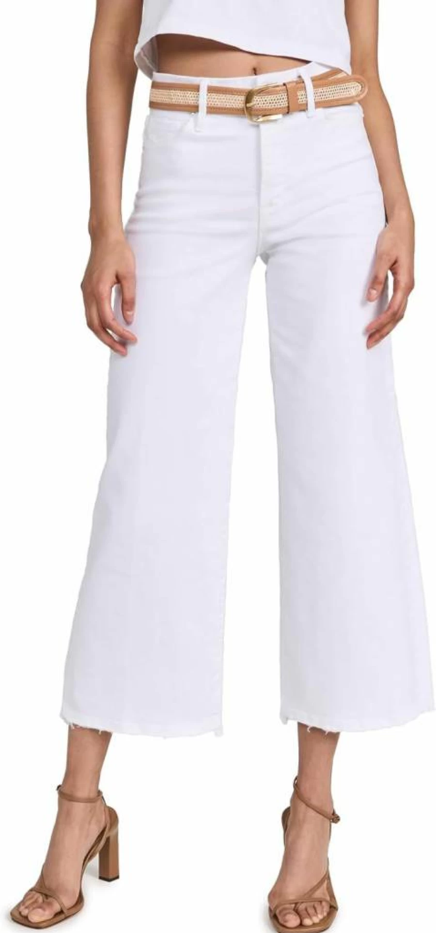 Good American Indigo737 Soft-Tech Cropped Palazzo Jeans for Women - High Waist Comfort Denim