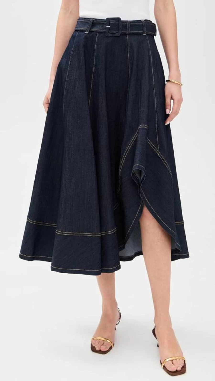 Cinq a Sept Women's Zelda Skirt | Floral Print Midi Skirt | Elegant High Waist A-Line Design