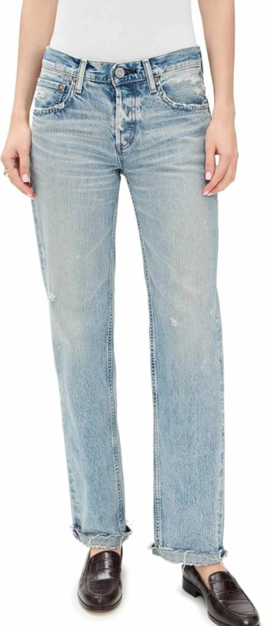MOUSSY VINTAGE Women's ARVERNE Straight Low Rise Jeans - Classic Blue Denim Pants for Women
