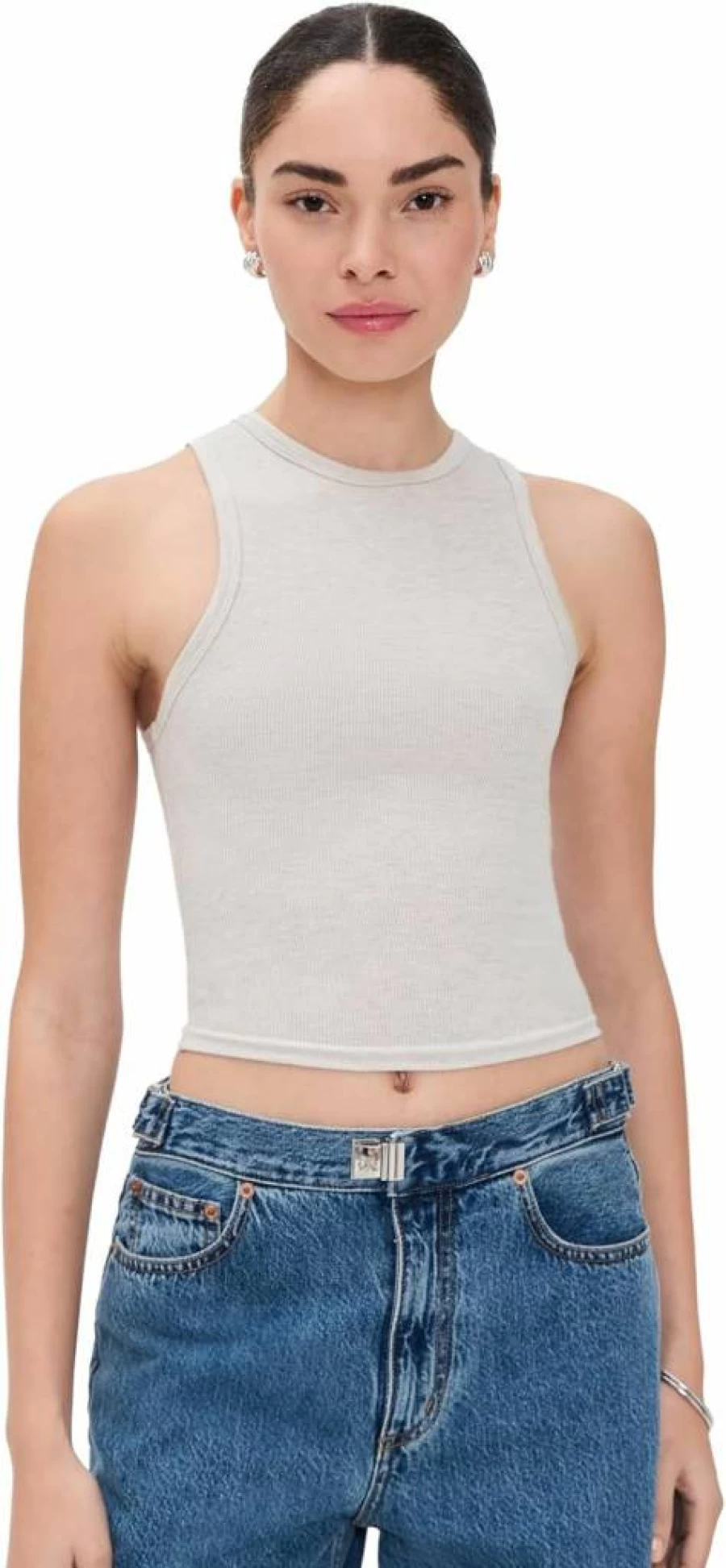 PerfectWhiteTee Women's Gigi Ribbed Tank Top - Soft Stretch Fit Casual Basic Cami