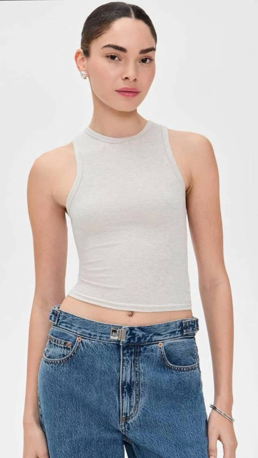 PerfectWhiteTee Women's Gigi Ribbed Tank Top - Soft Stretch Fit Casual Basic Cami