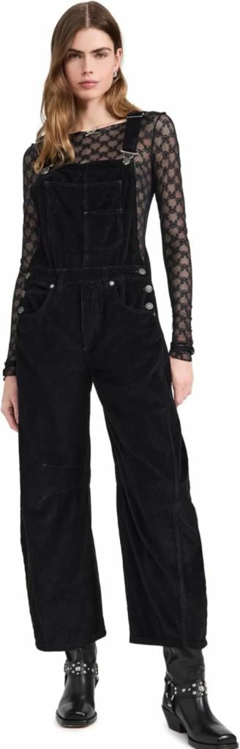 Free People Women's Black Corduroy Overalls - XS, Vintage Style Denim Jumpsuit