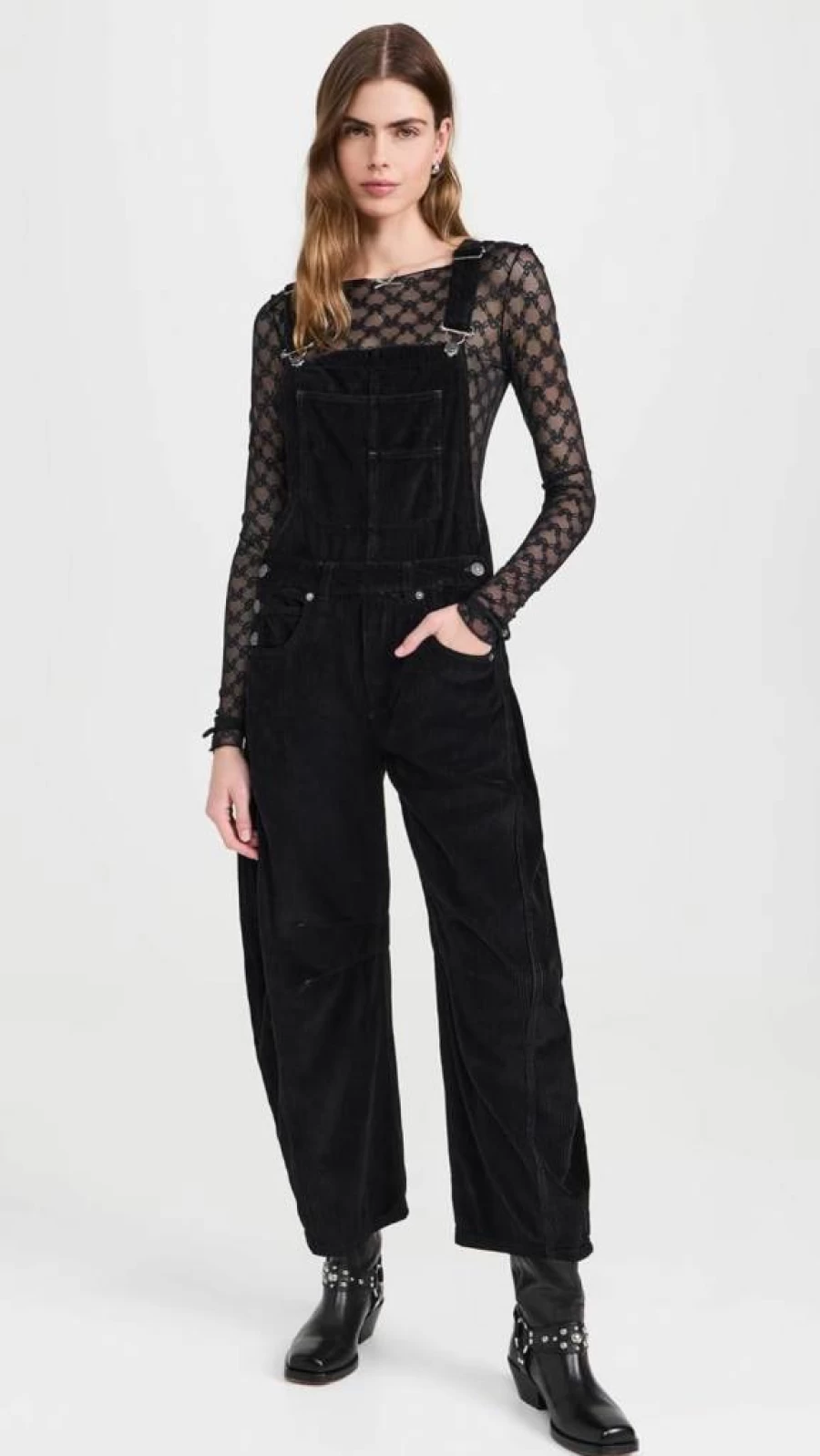 Free People Women's Black Corduroy Overalls - XS, Vintage Style Denim Jumpsuit