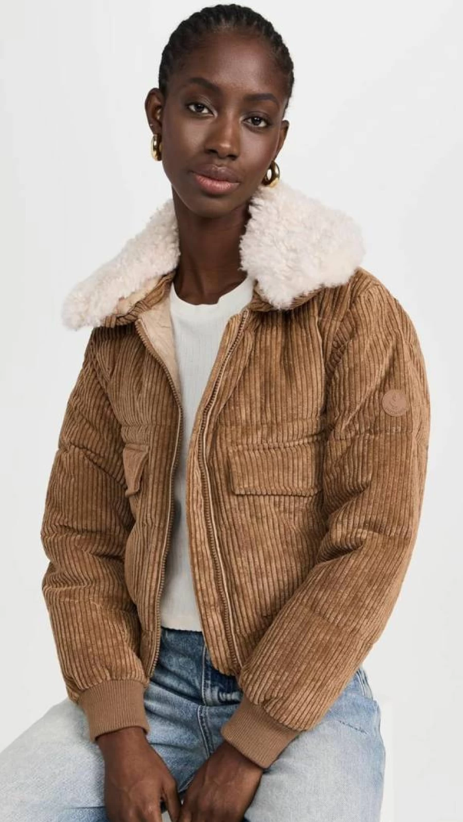 Save The Duck Women's Reily Corduroy Bomber Jacket – Sustainable Vegan Winter Coat