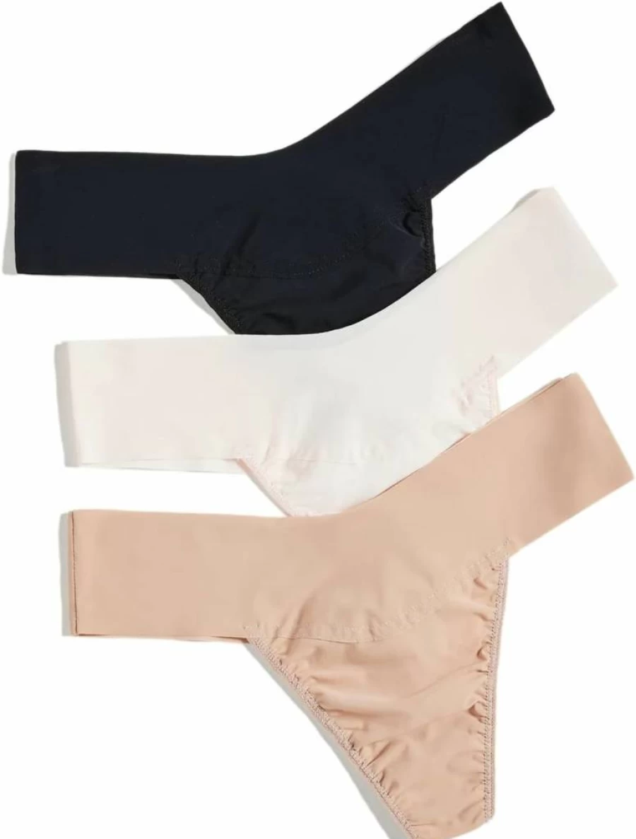 Hanky Panky Women's Breathesoft Thong Panties 3-Pack | Comfortable Everyday Lingerie | Natural Rise | Sizes XS-XL