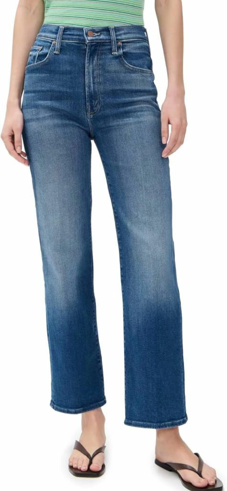 MOTHER Women's The Rambler High-Rise Zip-Fly Bootcut Jeans