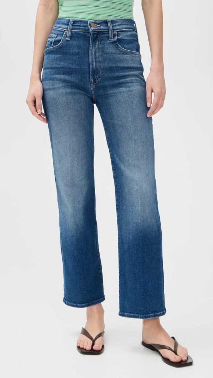 MOTHER Women's The Rambler High-Rise Zip-Fly Bootcut Jeans