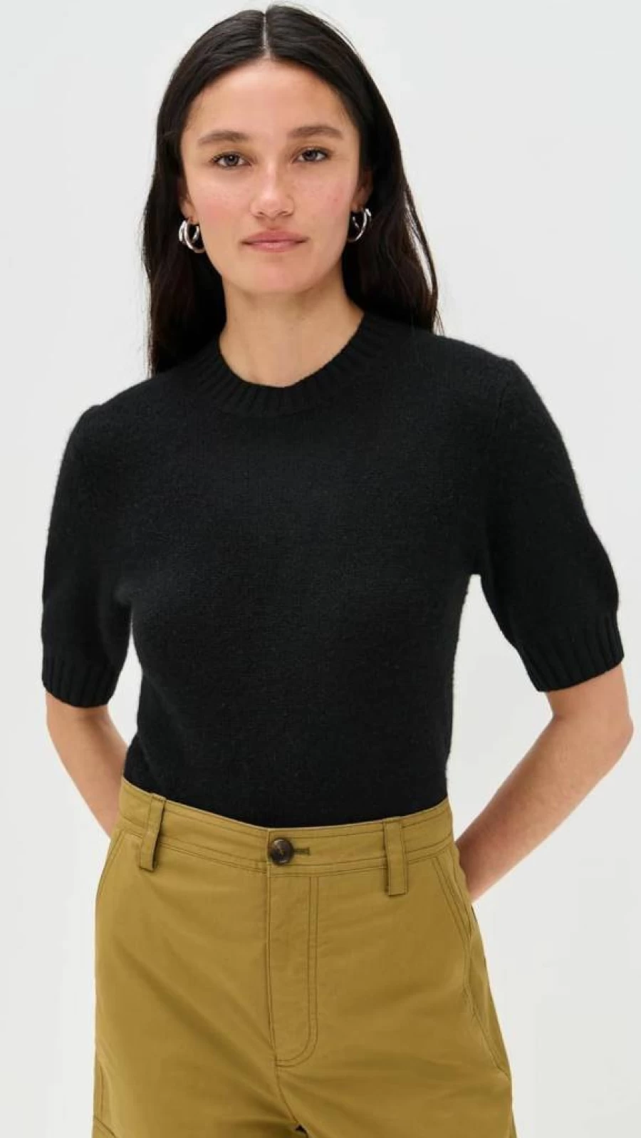 White + Warren Women's Luxury Cashmere T-Shirt Sweater - Soft Crewneck Pullover Top