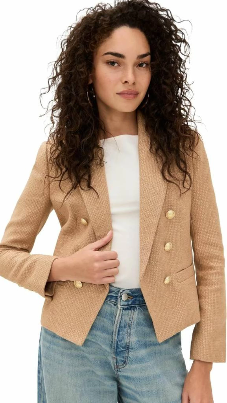 L'AGENCE Women's Brooke Double Breasted Cropped Blazer - Stylish Tailored Jacket for Fashionable Outfits
