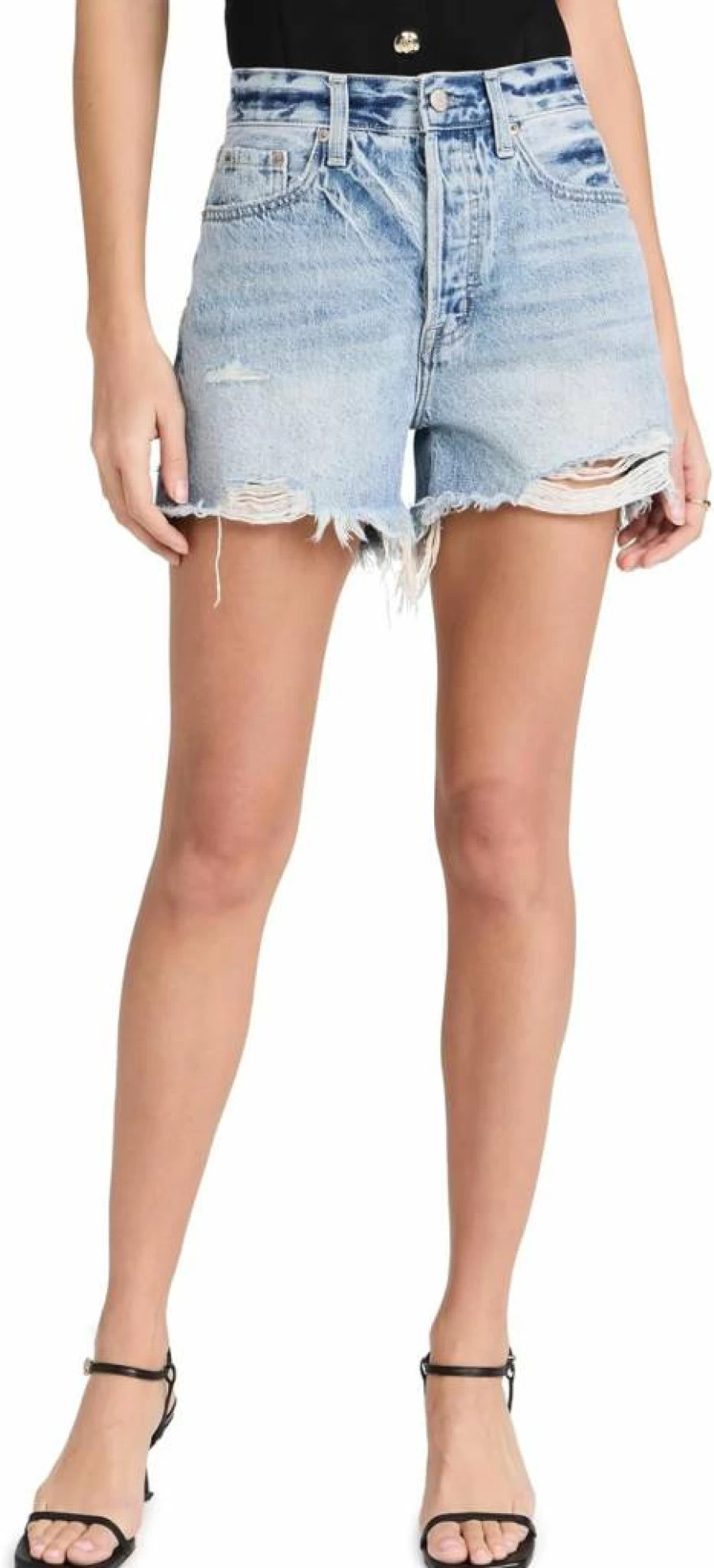 Pistola Denim Women's Nova High-Waisted Distressed Denim Shorts