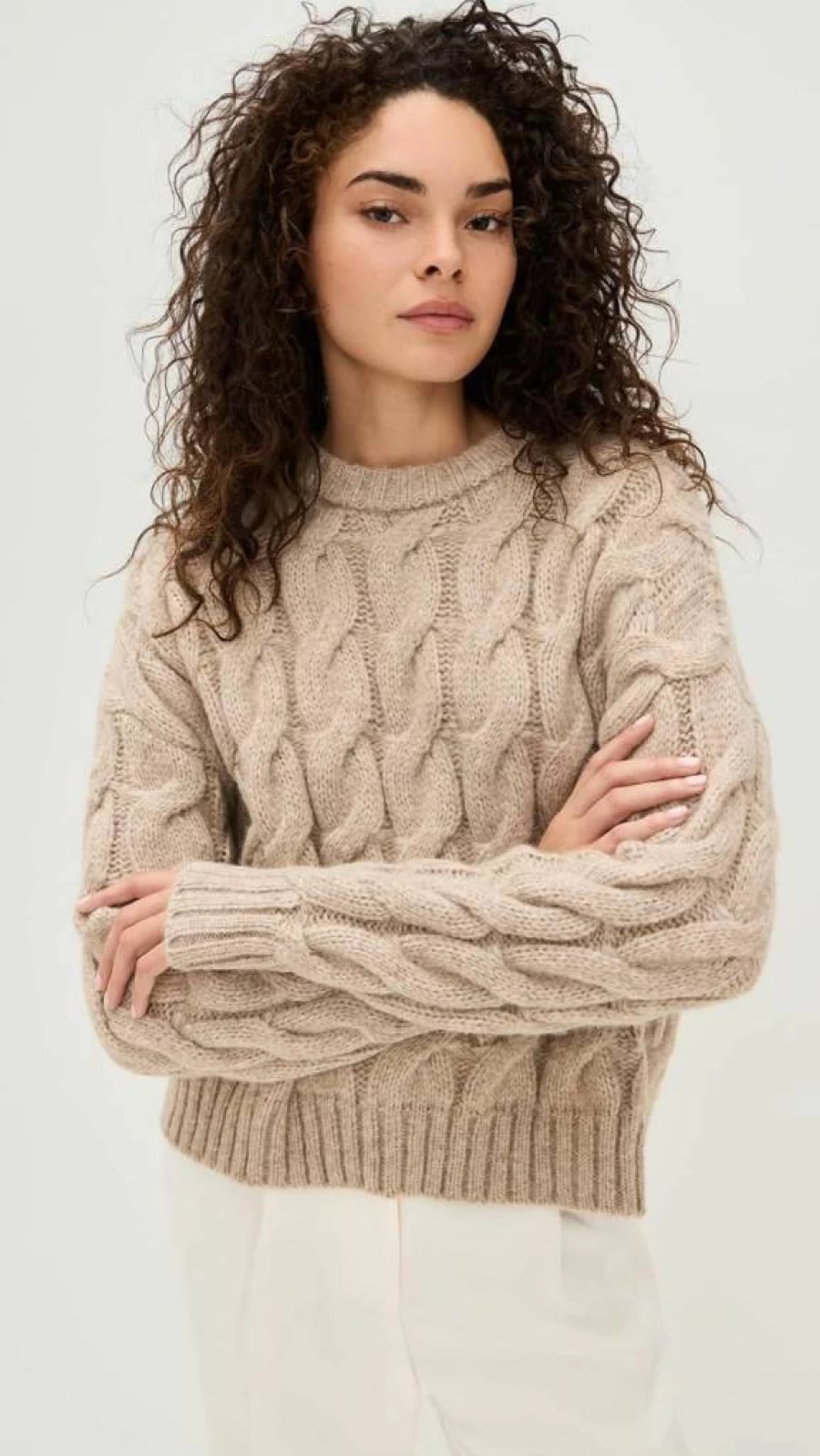Jenni Kayne Women's Cable Knit Serena Crewneck Sweater