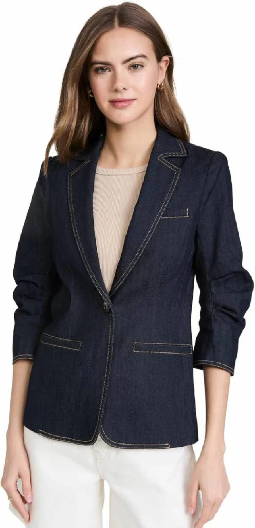 Cinq a Sept Women's Khloe Denim Blazer Jacket - Stylish Tailored Fit for Fashionable Outfits