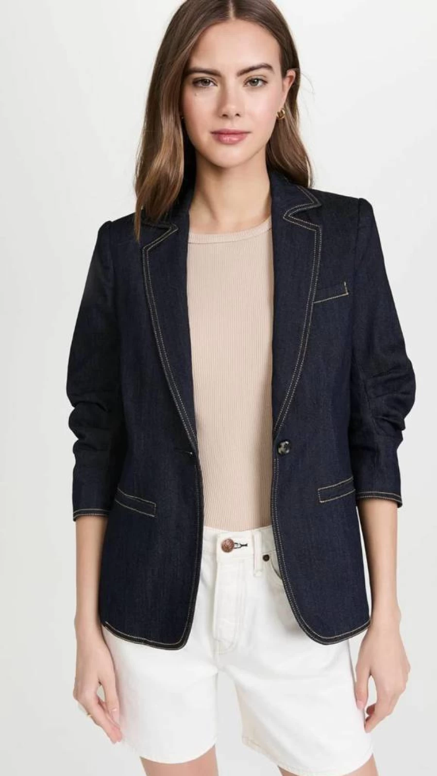 Cinq a Sept Women's Khloe Denim Blazer Jacket - Stylish Tailored Fit for Fashionable Outfits
