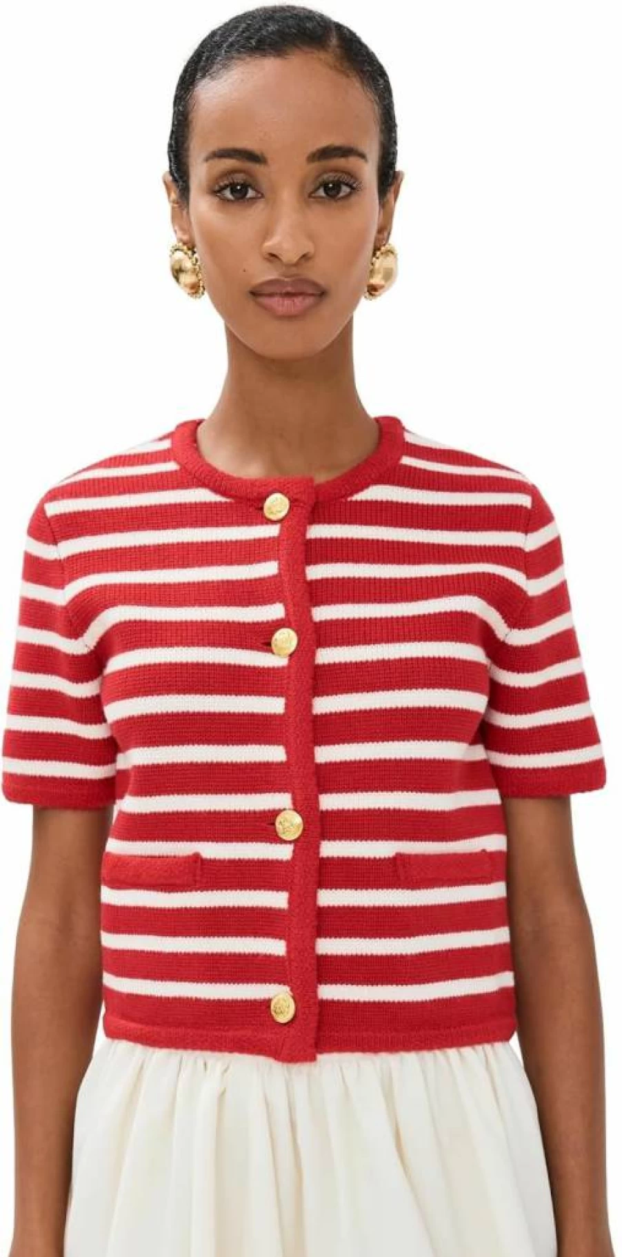 English Factory Women's Striped Knit Cardigan Sweater - Cozy Casual Long Sleeve Pullover