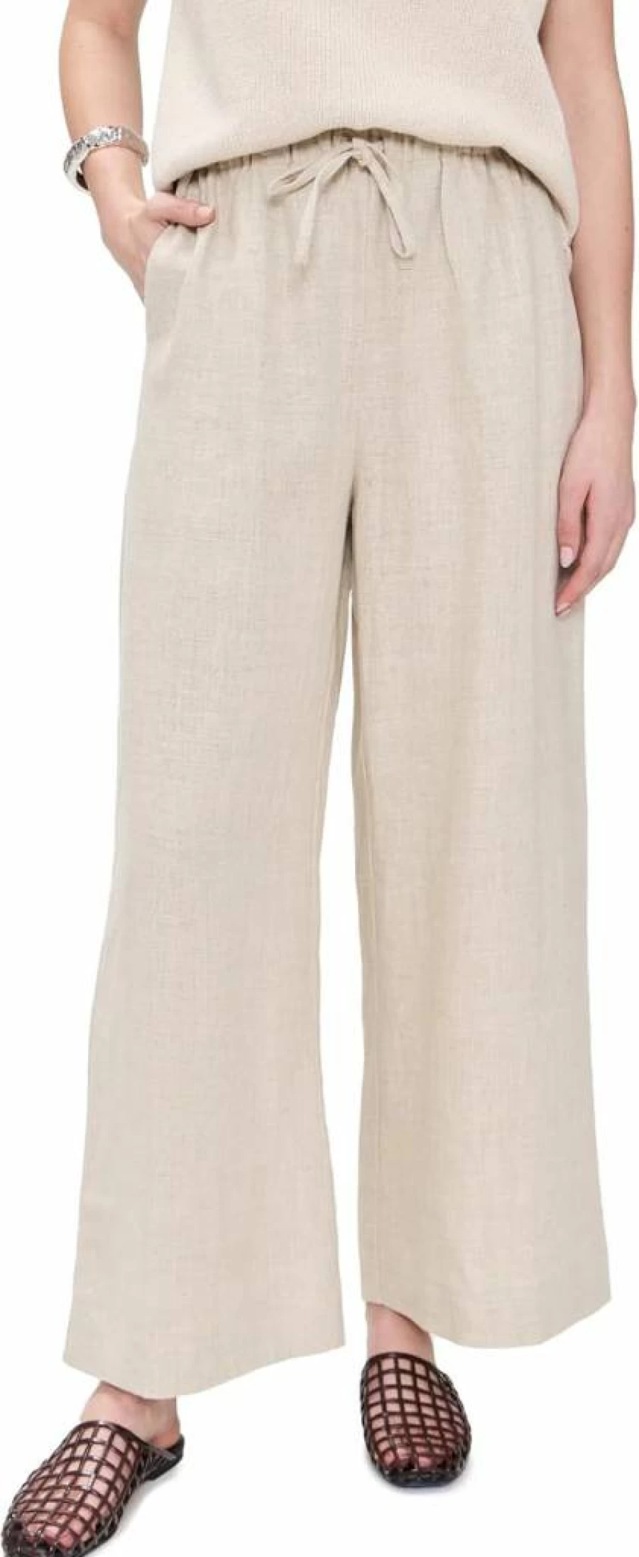 FAITHFULL THE BRAND Women's Jones High-Rise Wide-Leg Pants - Boho Chic Linen Trousers for Women