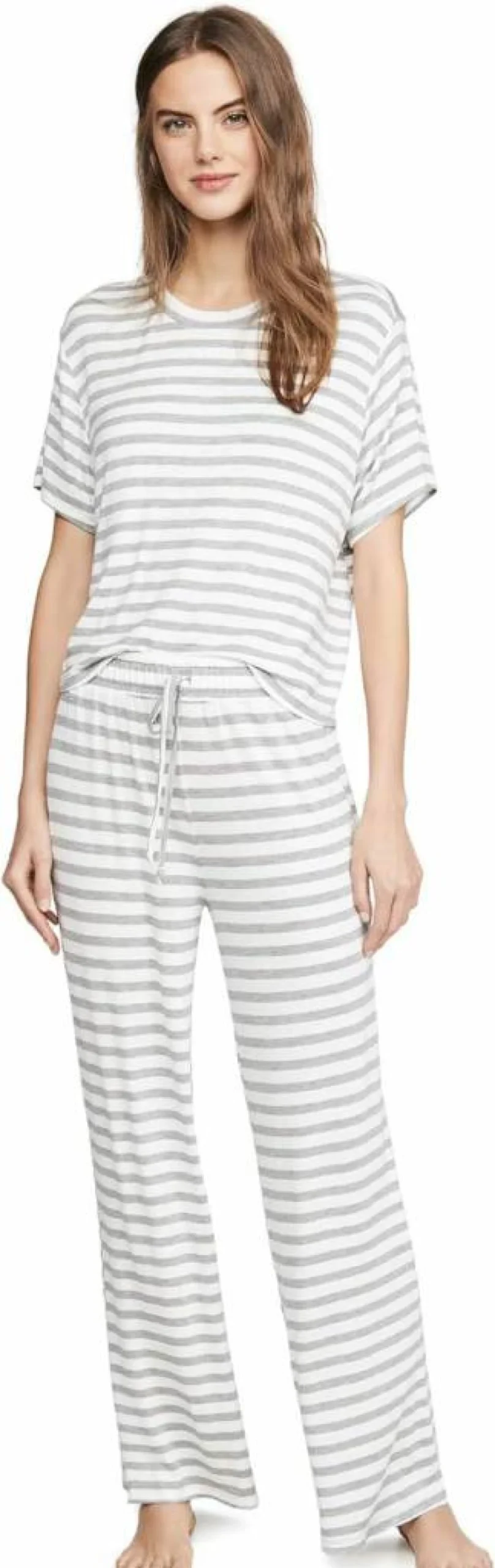 Honeydew Intimates Women's All American PJ Set - Ivory Stripe Cotton Pajamas, Medium Size, Comfortable Sleepwear