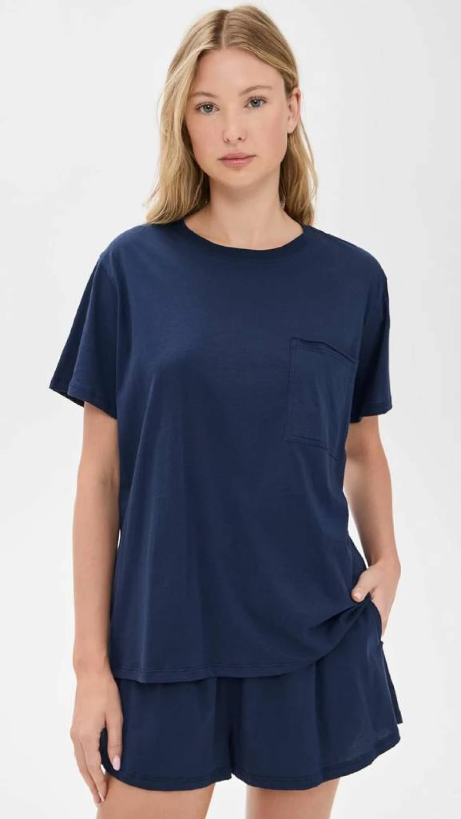 Lunya Women's Organic Pima Cotton Sleepwear Set - Short Sleeve Tee & Shorts