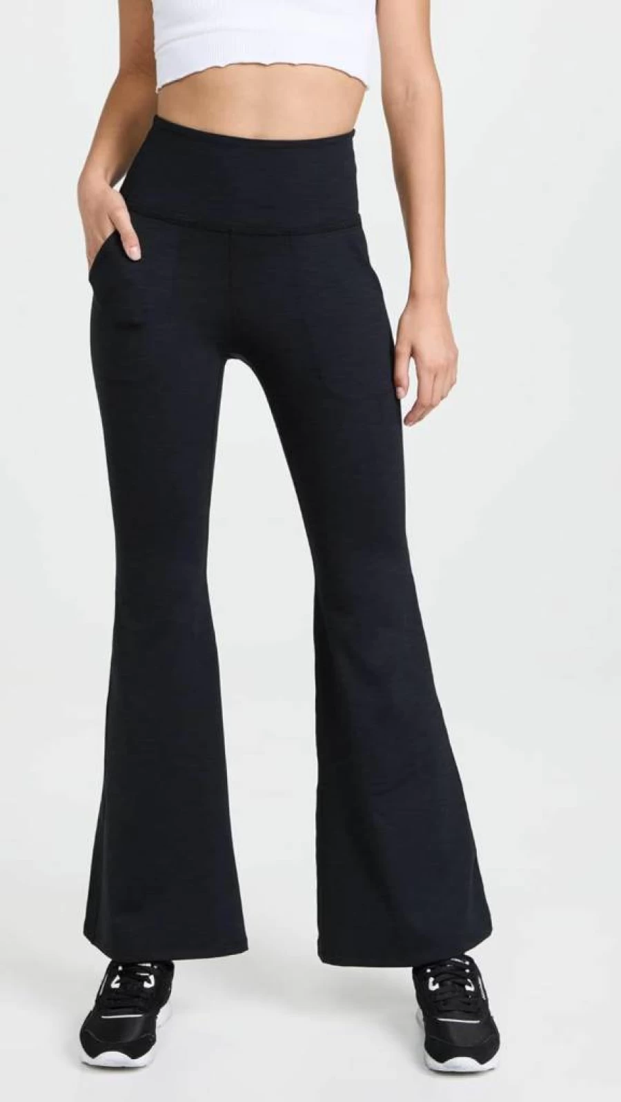 Beyond Yoga Women's High-Waisted Flare Yoga Pants - Soft Heather Ribbed Fabric for All-Day Comfort & Stretch