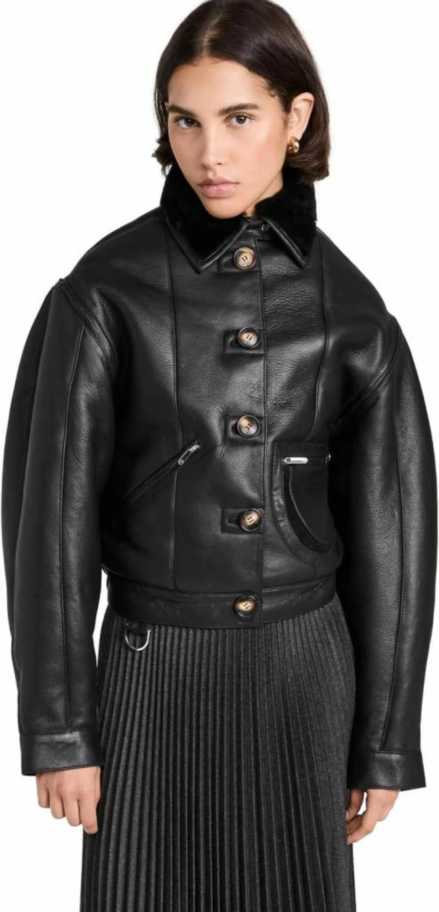 SAKS POTTS Women's Maiken Genuine Leather Jacket – Premium Biker Style Outerwear