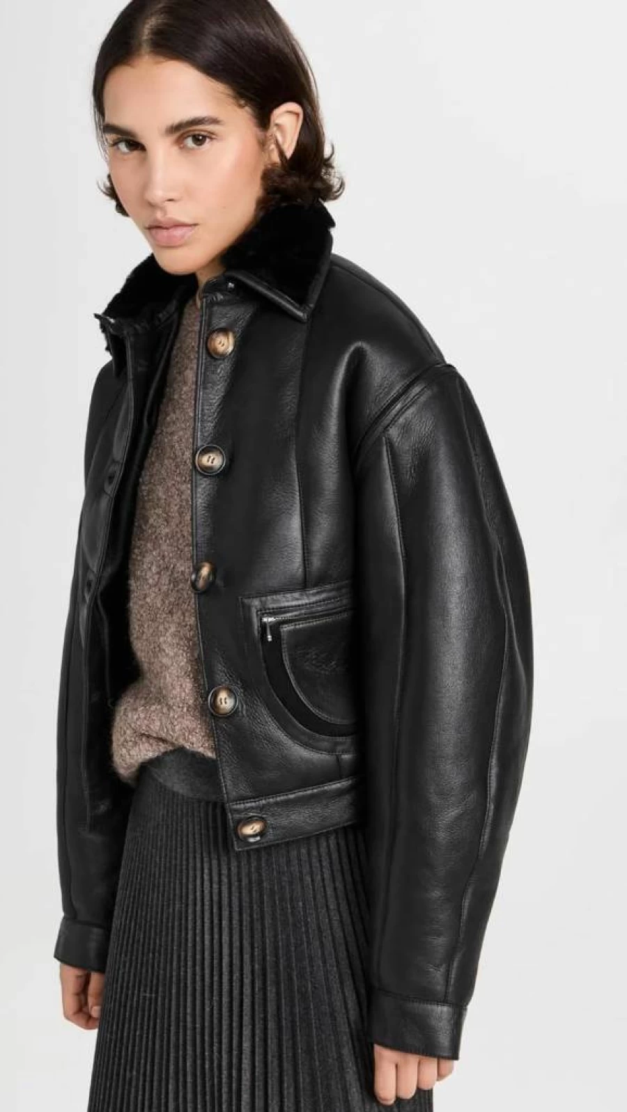 SAKS POTTS Women's Maiken Genuine Leather Jacket – Premium Biker Style Outerwear