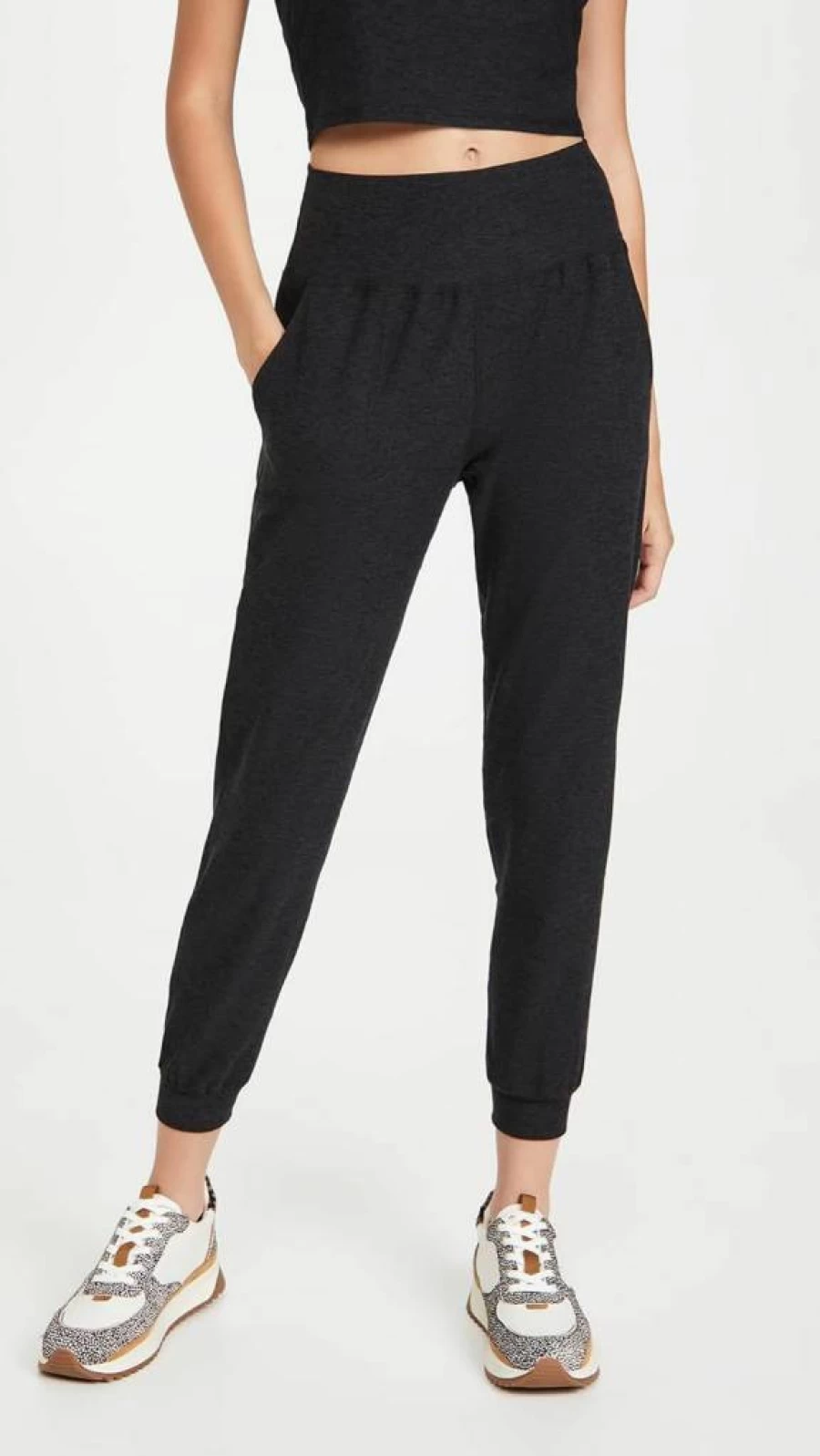 Beyond Yoga Women's Spacedye High-Waisted Midi Joggers - Soft Lounge Pants for Yoga & Comfort