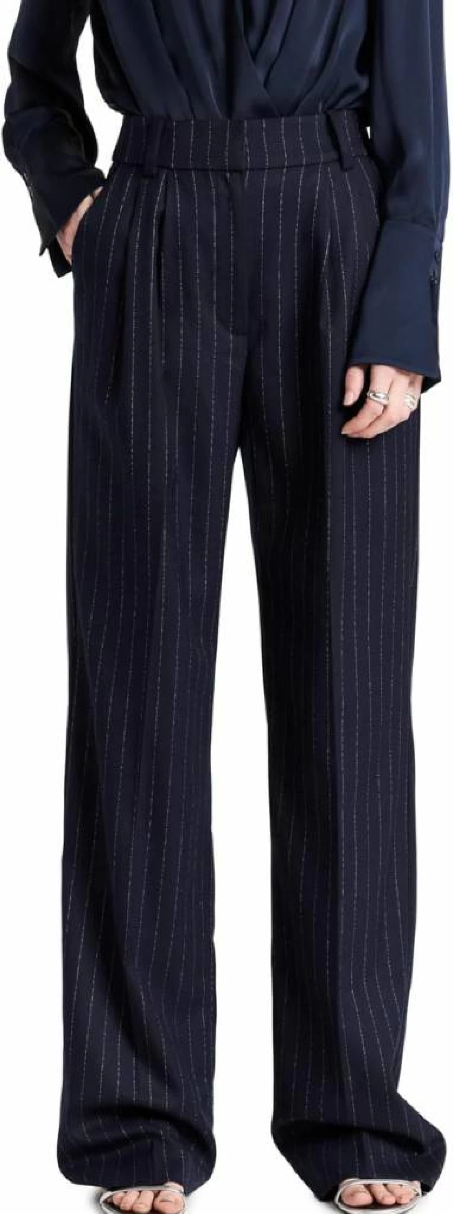 Favorite Daughter Women's High-Waisted Wide-Leg Pants - Classic Black Casual Trousers for Everyday Wear