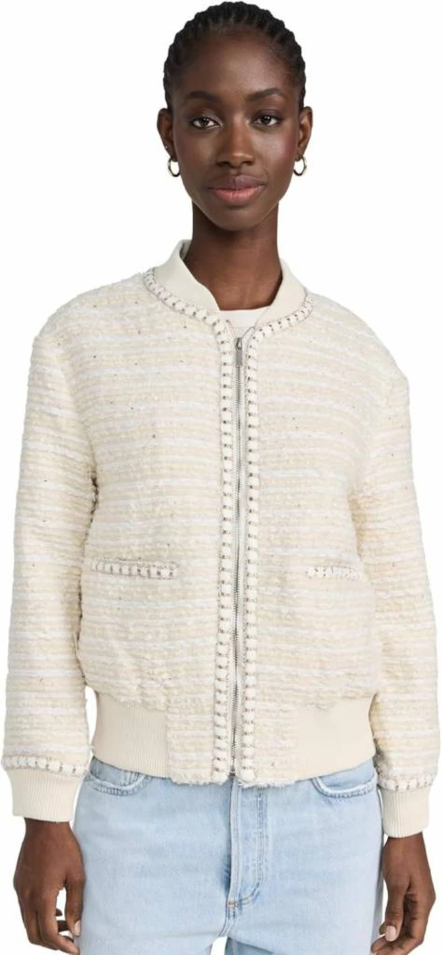 Endless Rose Women's Tweed Bomber Jacket - Classic Fit, Stylish Outerwear for Women