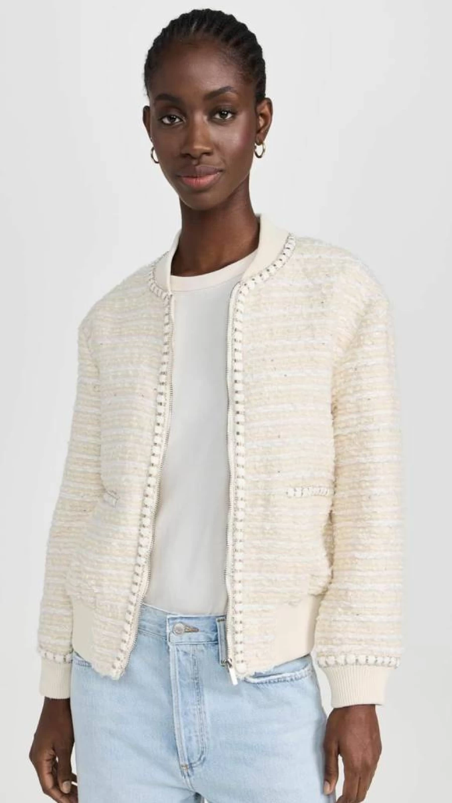 Endless Rose Women's Tweed Bomber Jacket - Classic Fit, Stylish Outerwear for Women