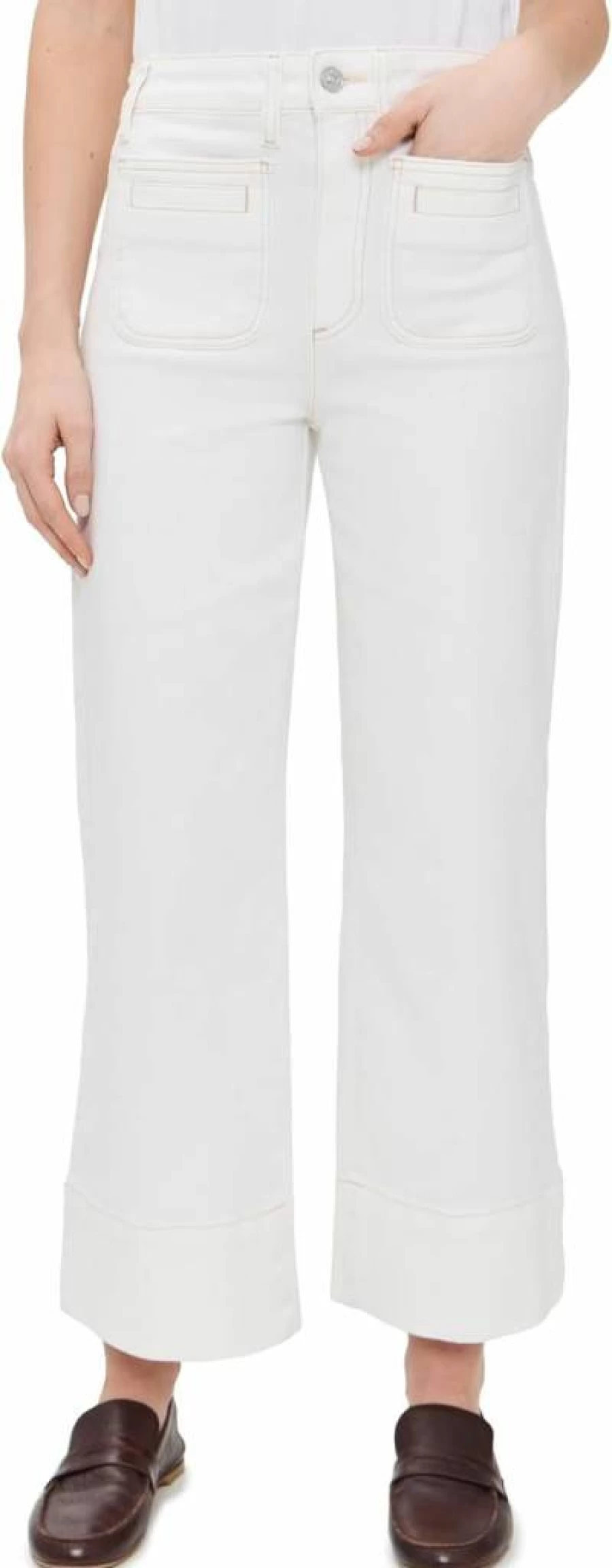 PAIGE Women's Anessa High-Rise Wide Leg Jeans - Classic Denim Pants for Women
