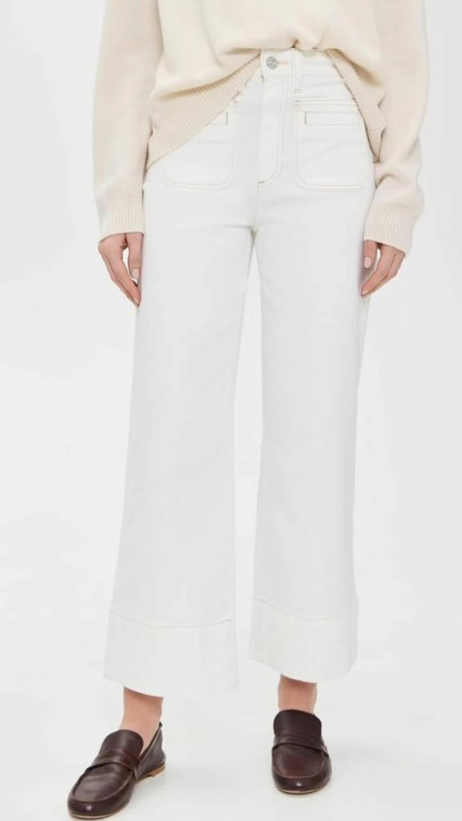 PAIGE Women's Anessa High-Rise Wide Leg Jeans - Classic Denim Pants for Women