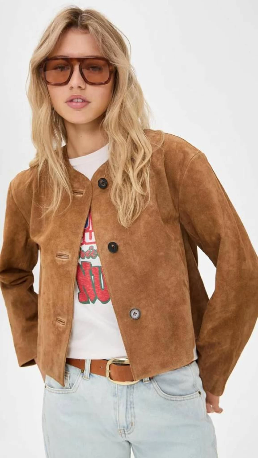 Madewell Women's Suede Cropped Cardigan Jacket - Lightweight Stylish Outerwear