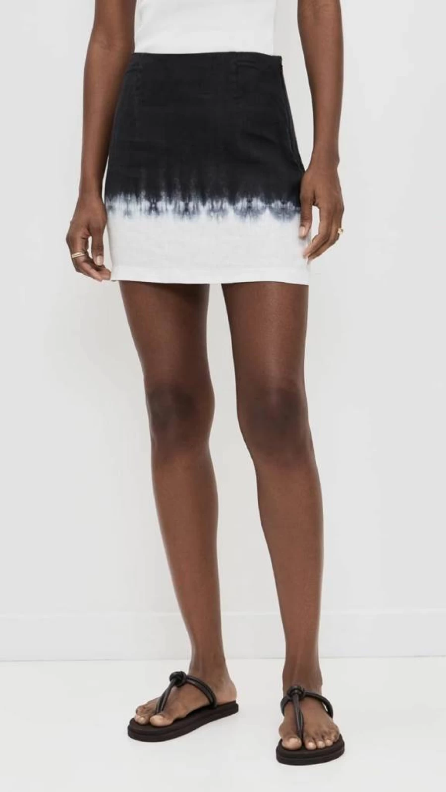 STAUD Brava Linen Skirt for Women - High-Waisted A-Line Summer Skirt
