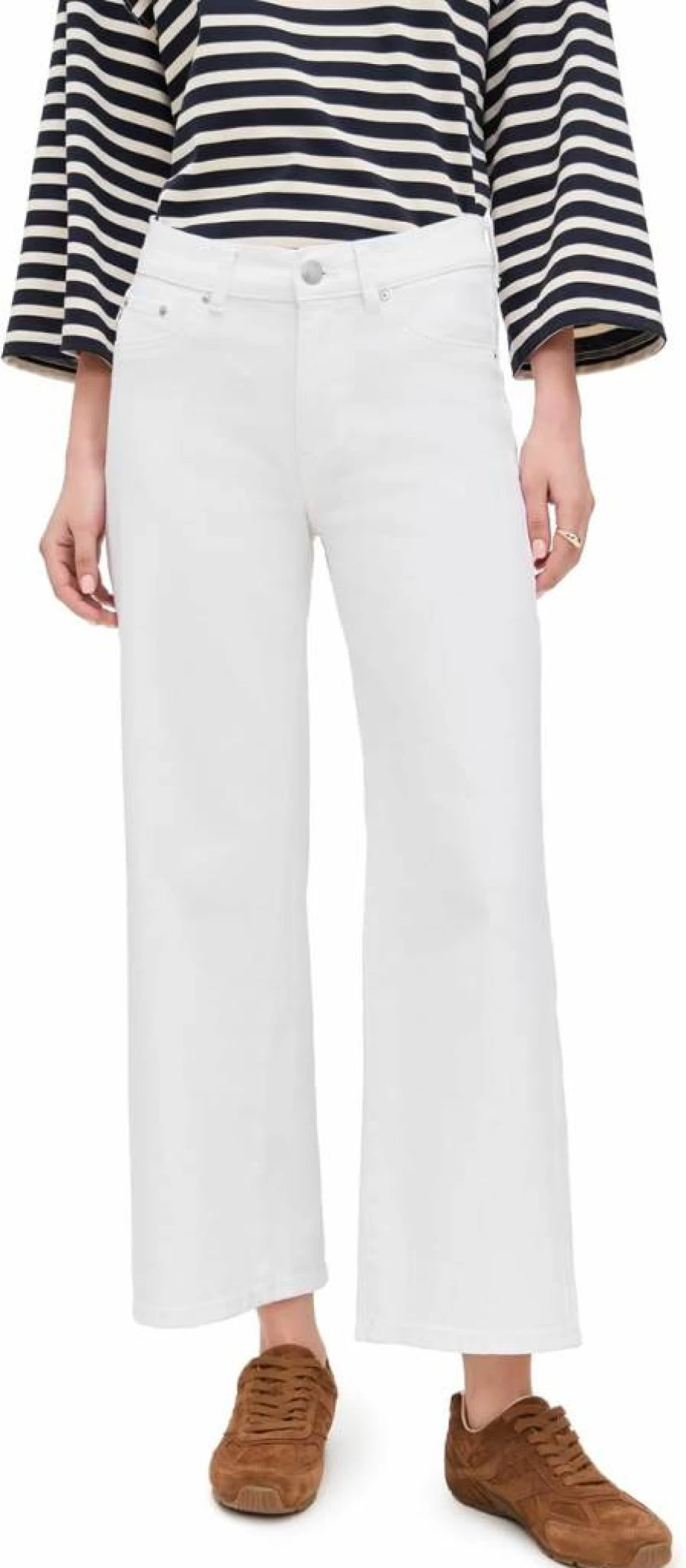 DL1961 Women's Hepburn Wide Leg Mid Rise Ankle Jeans - High Waisted Stretch Denim Pants for Women