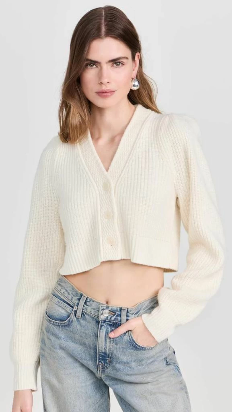 LOVESHACKFANCY Women's Avignon Cropped Cardigan Sweater