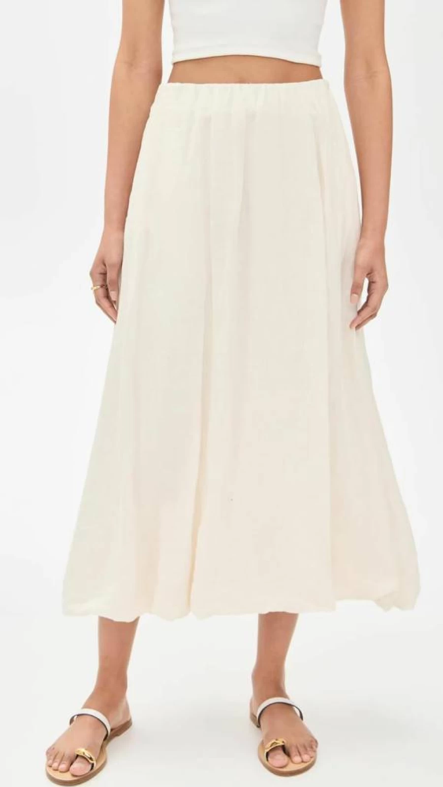Velvet Rachelle Women's Linen Skirt with Bubble Hem - Elegant & Comfortable
